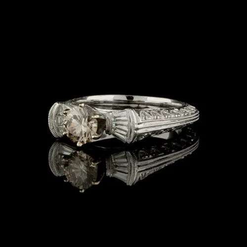 0.88ct Round Champagne Colored Diamond Ring