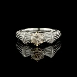 0.88ct Round Champagne Colored Diamond Ring
