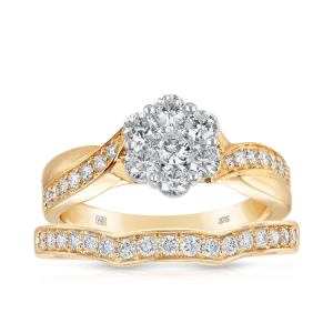 1.00ct TW Diamond Engagement & Bridal Set in 9ct Yellow Gold