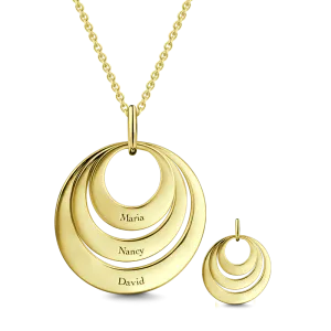 14K Gold Personalized Engravable Three Disc Necklace Adjustable Chain