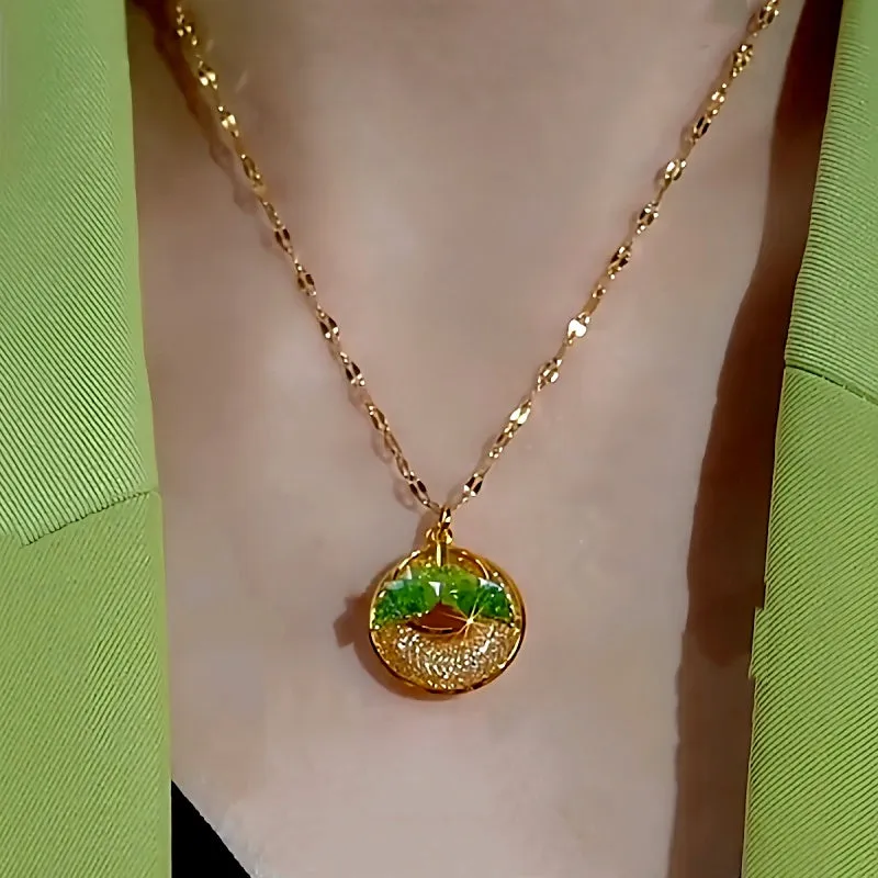 14K Gold-Plated Elegant Mesh Crystal Hoop Necklaces