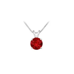 14K White Gold Prong Set Natural Ruby Solitaire Pendant 1.00 CT TGW