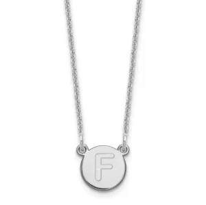 14k White Gold Tiny Circle Block Letter G Initial Pendant and Necklace