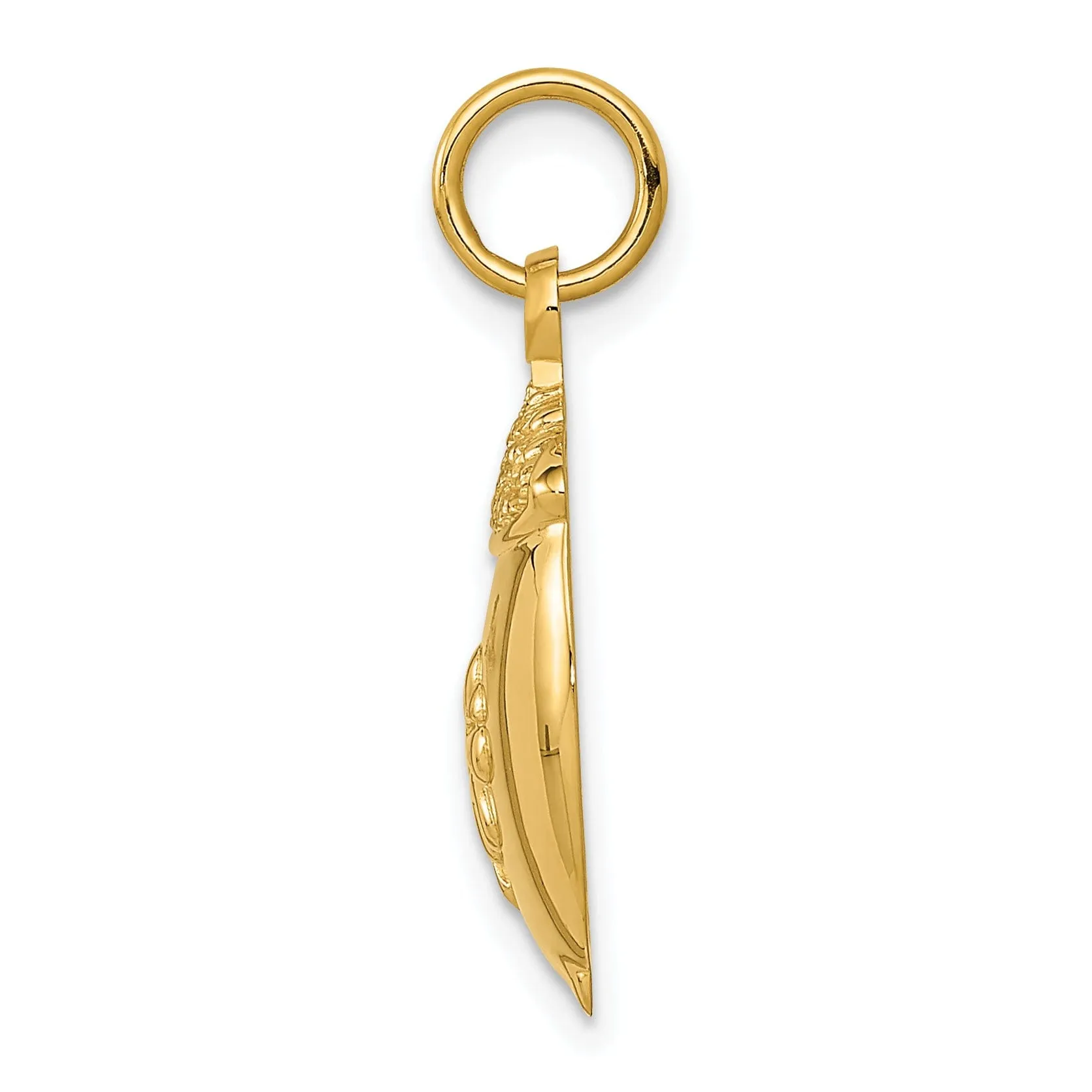 14k Yellow Gold Polished Finish Concave Shape Mens Pot of Gold  Design Charm Pendant
