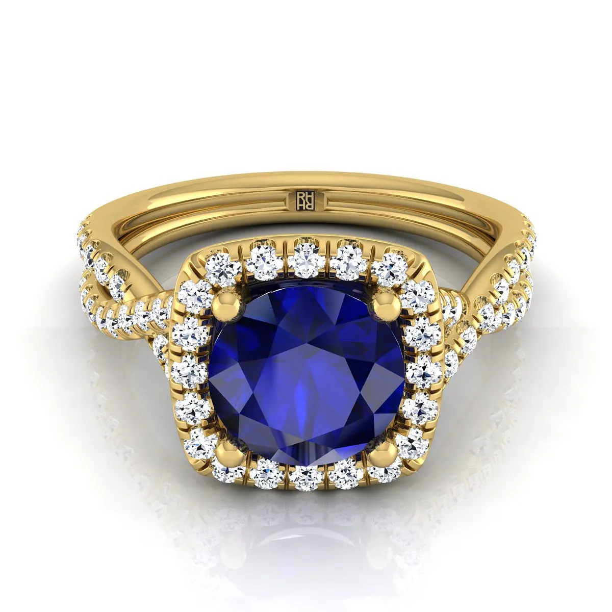 14K Yellow Gold Round Brilliant Antique Delicate Beaded Floral Halo and Leaf Engagement Ring -3/8ctw