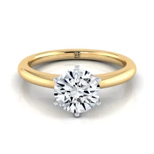 14K Yellow Gold Round Brilliant  Timeless Comfort Fit Engagement Ring