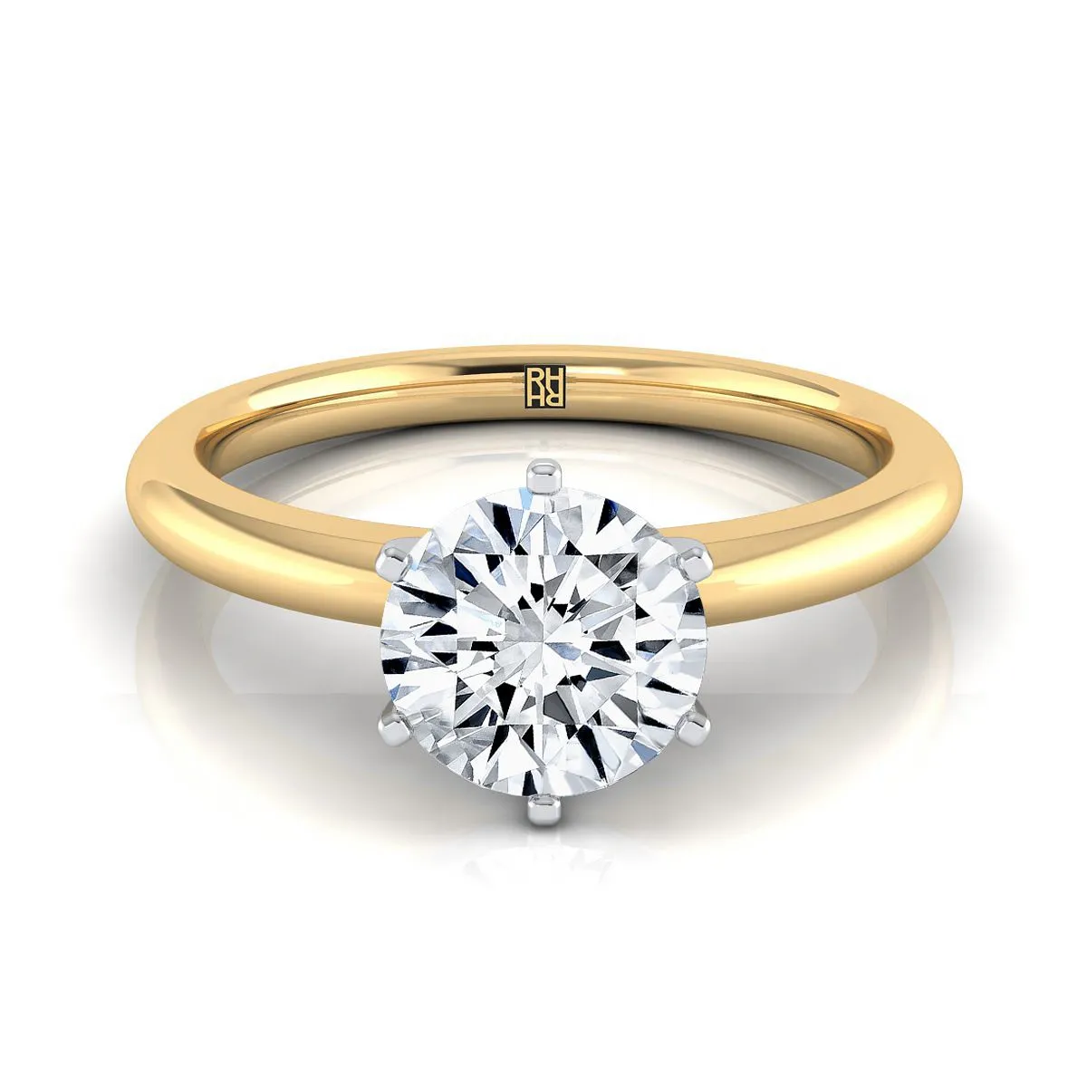 14K Yellow Gold Round Brilliant  Timeless Comfort Fit Engagement Ring