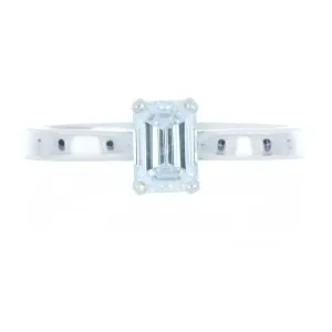 18ct White Gold 0.70ct Emerald Cut Diamond Solitaire Ring