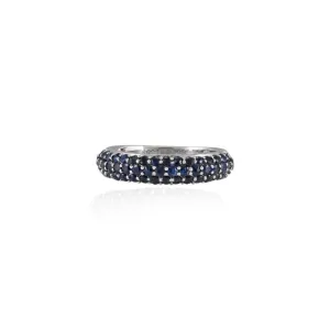 18K Gold Blue Sapphire Dome Style Band