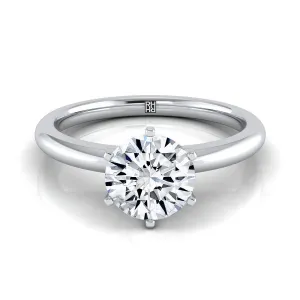 18K White Gold Round Brilliant  Timeless Comfort Fit Engagement Ring