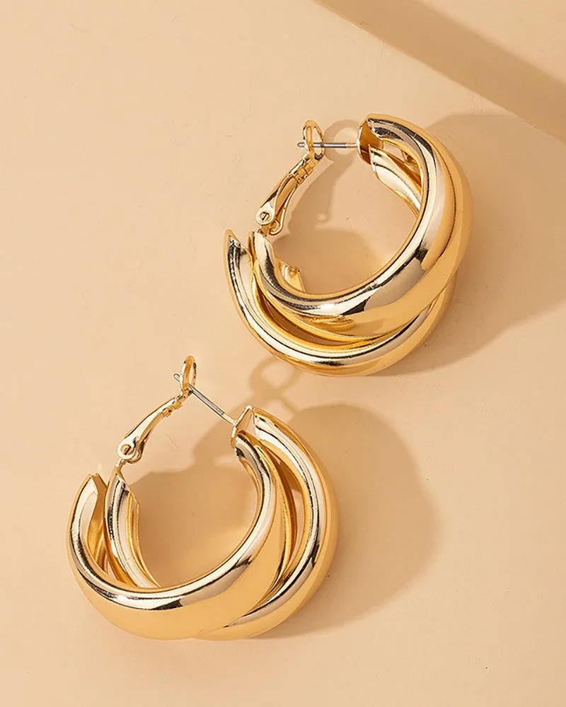 1Pair Double Circle Hoop Earrings