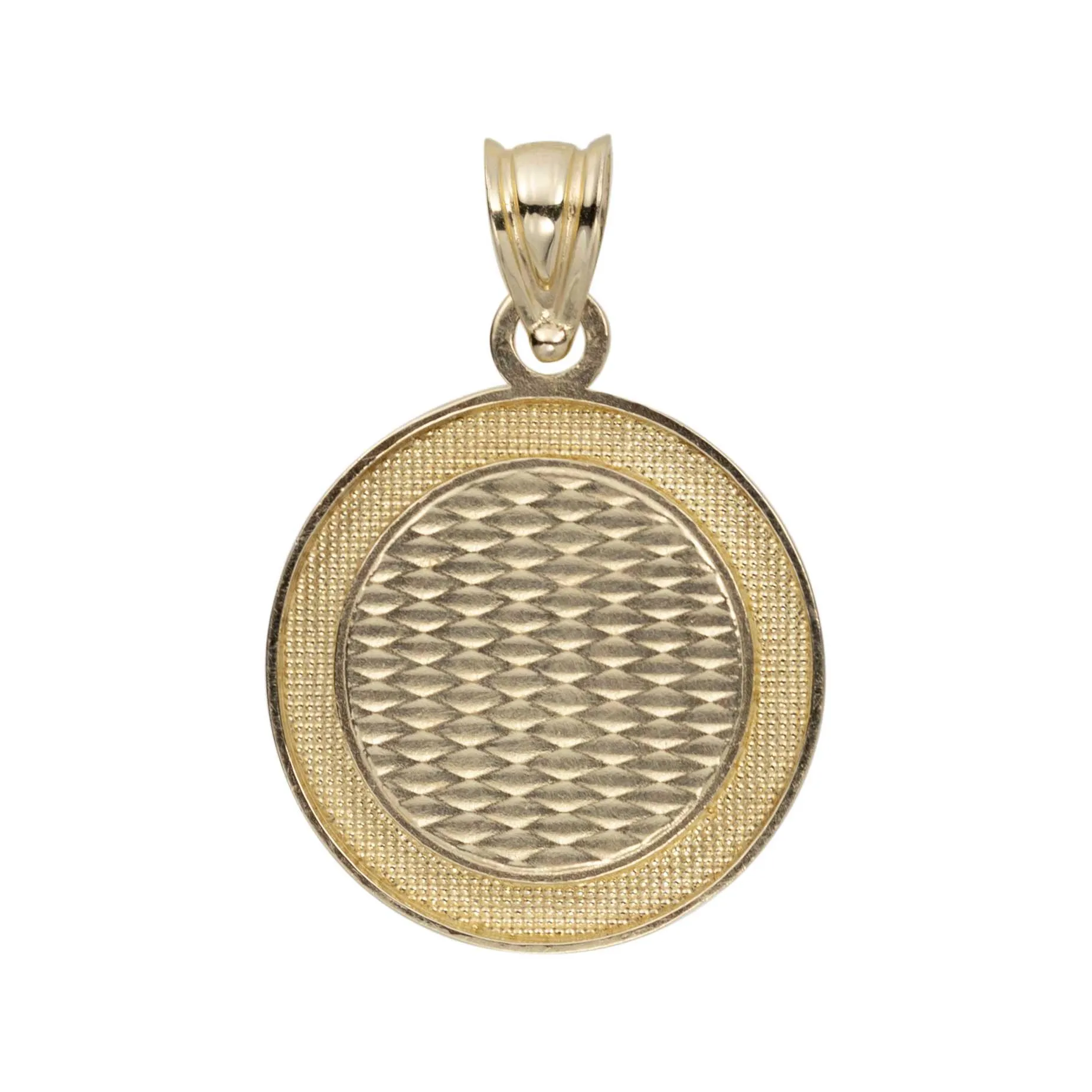 1" Diamond-Cut Round Evil Eye Pendant Solid 10K Yellow Gold