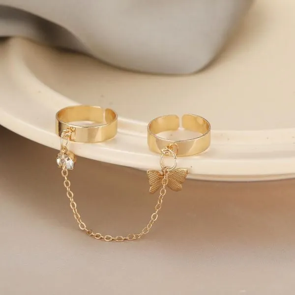 2 Finger Gold Butterfly Rings