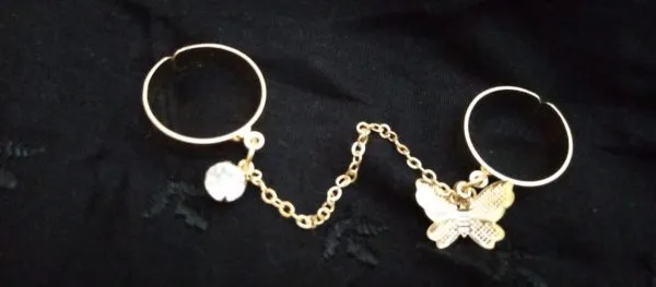 2 Finger Gold Butterfly Rings