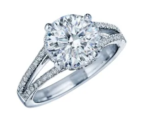 3.00 Carat Round Brilliant Cut Diamond Halo Engagement Ring - style 4