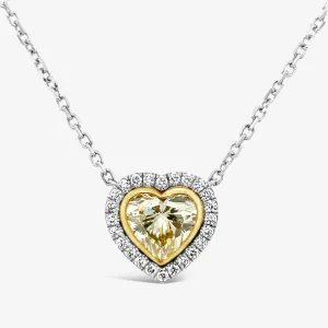 3.02ct Diamond Heart Halo Necklace