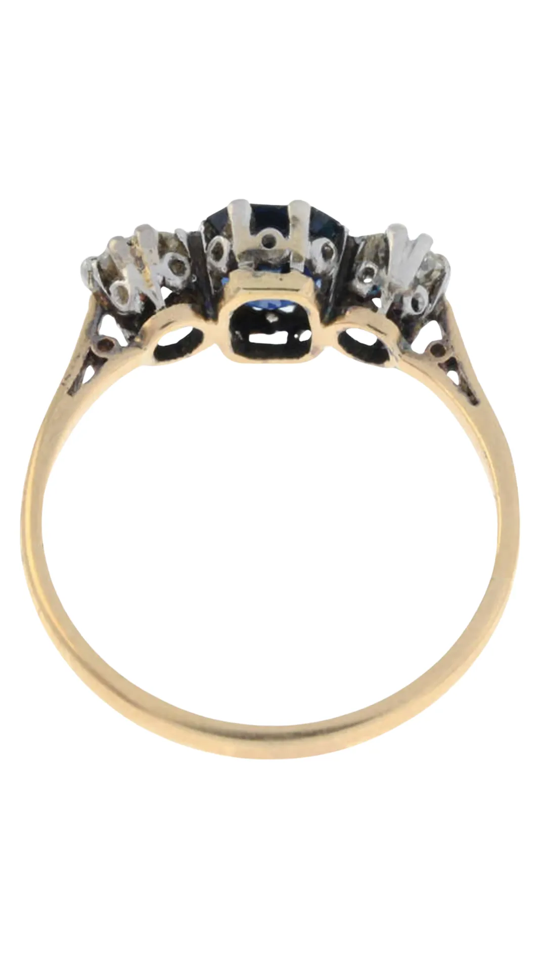 362 Diamond Sapphire 3Stone Ring
