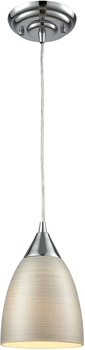 6"W Merida 1-Light Pendant Polished Chrome/Silver Linen Glass