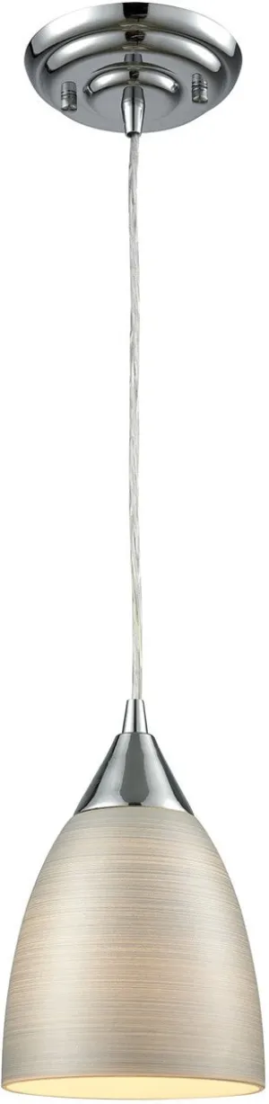 6"W Merida 1-Light Pendant Polished Chrome/Silver Linen Glass