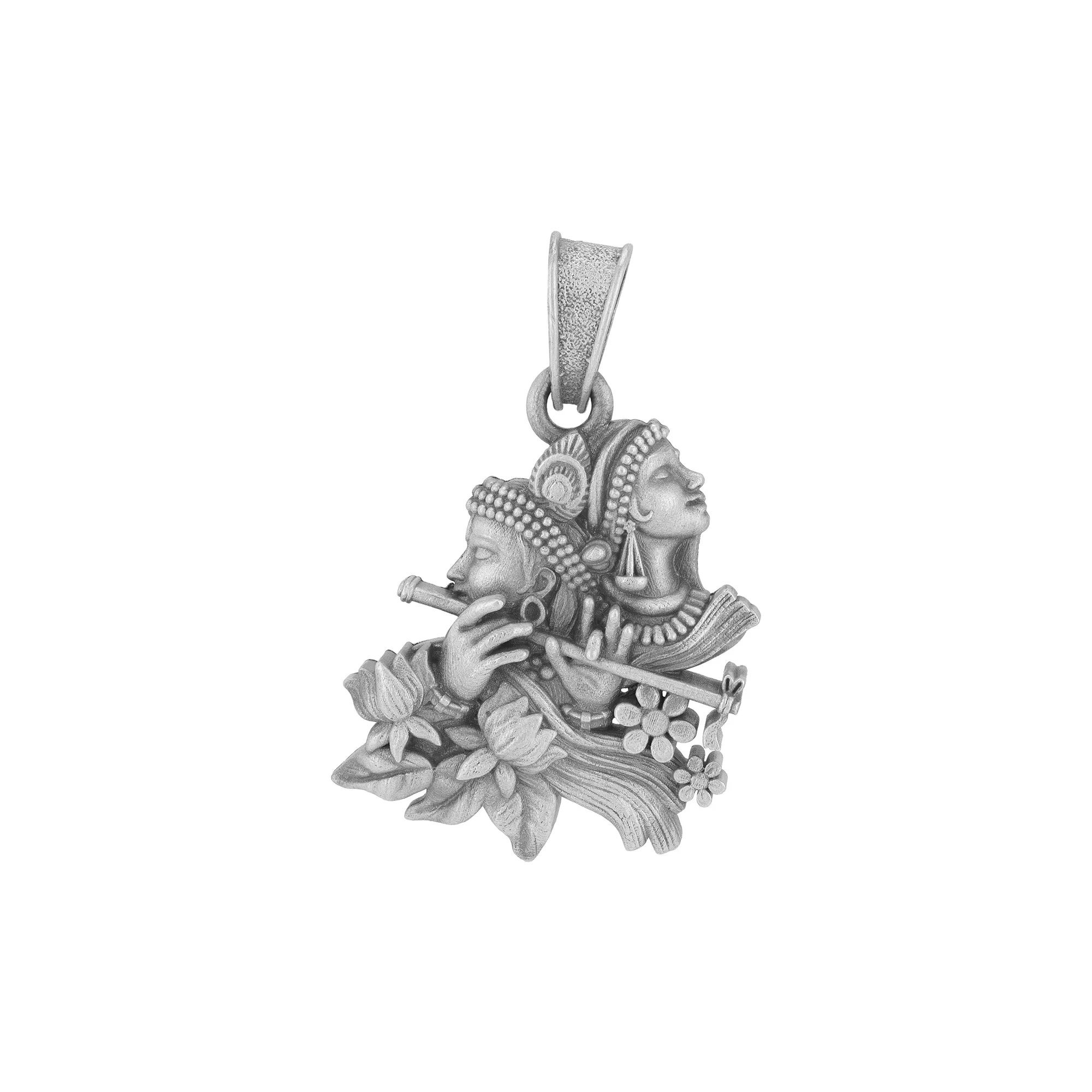 925 Sterling Silver Divine Radhey Krishna Oxidised Pendants for Men & Women