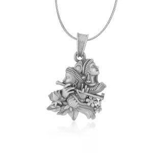 925 Sterling Silver Divine Radhey Krishna Oxidised Pendants for Men & Women