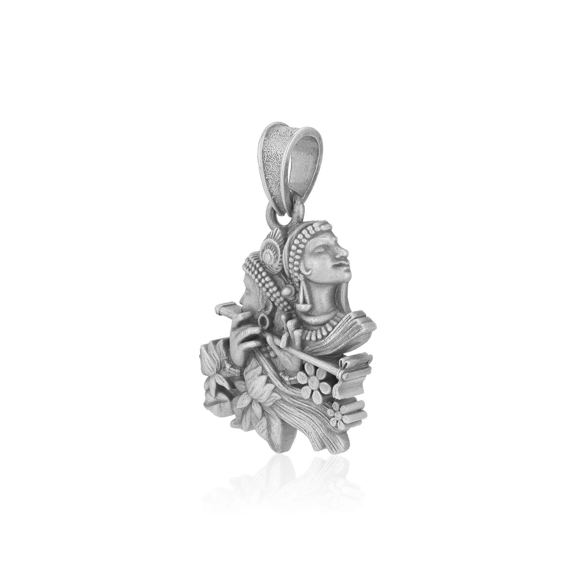 925 Sterling Silver Divine Radhey Krishna Oxidised Pendants for Men & Women