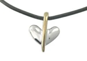 9ct Gold and Sterling Silver Heart Pendant