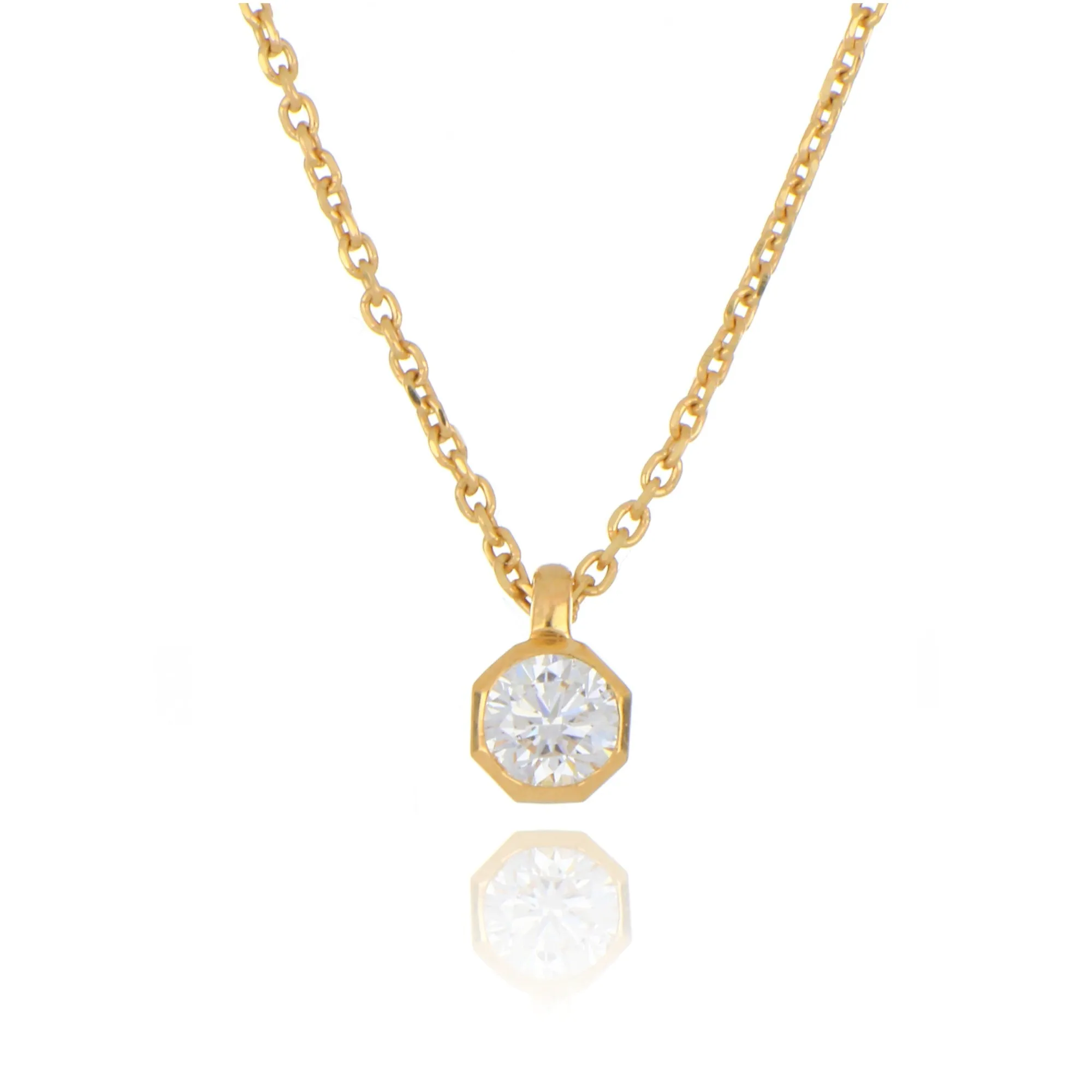 9ct Yellow Gold 0.15ct Diamond Solitaire Necklace