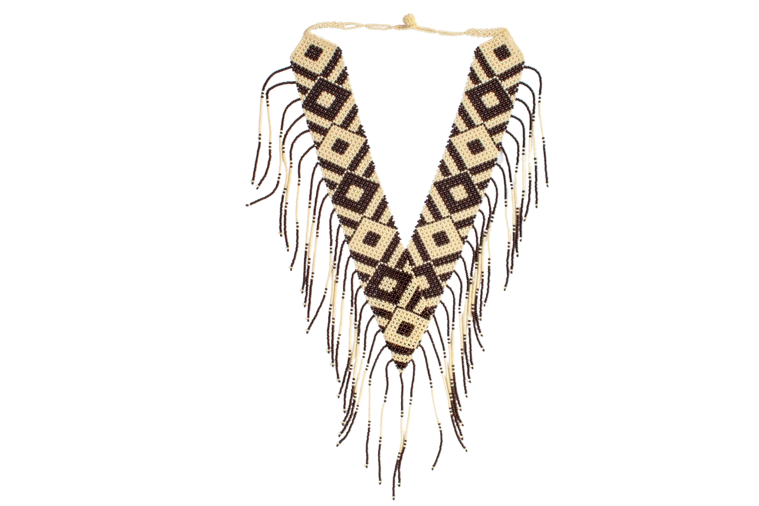 African Hand Beaded V-Necklace