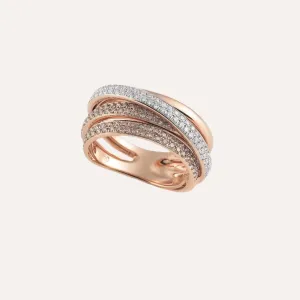 Al Coro Serenata Ring Brown and White Diamonds 18k Gold