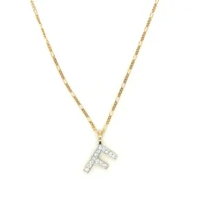 Alphabet F Diamond Pendant In 18k Yellow Gold.