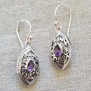 Amethyst .925 Sterling Silver Earrings from Bali