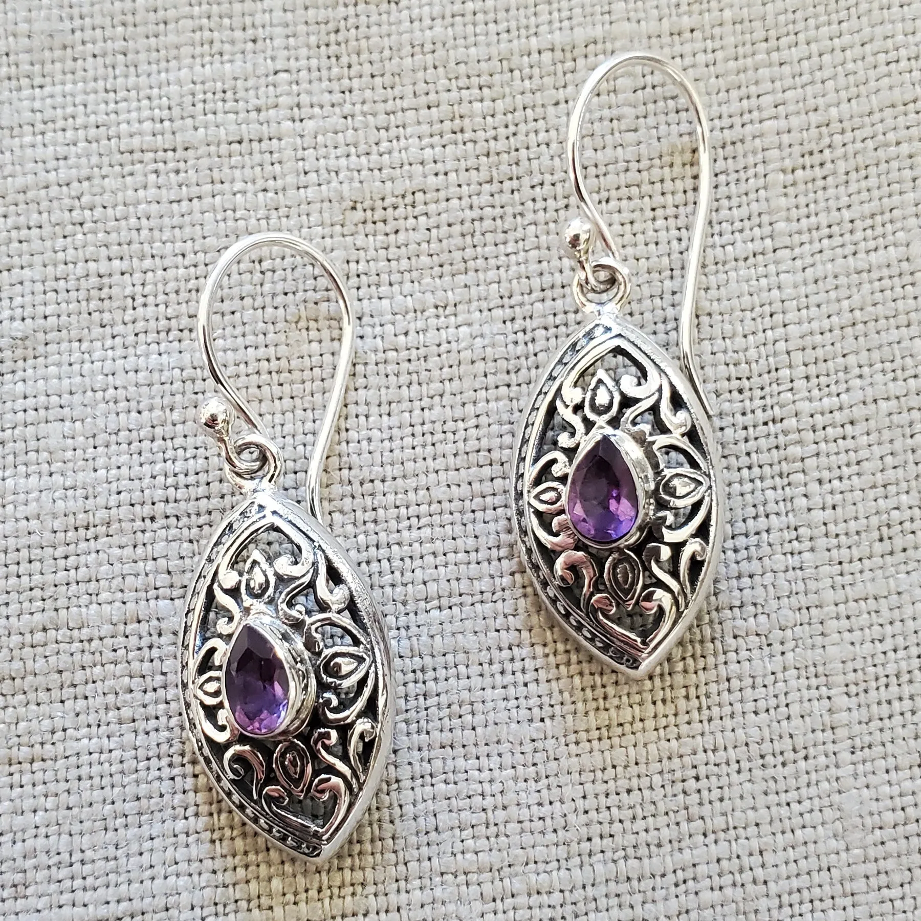 Amethyst .925 Sterling Silver Earrings from Bali