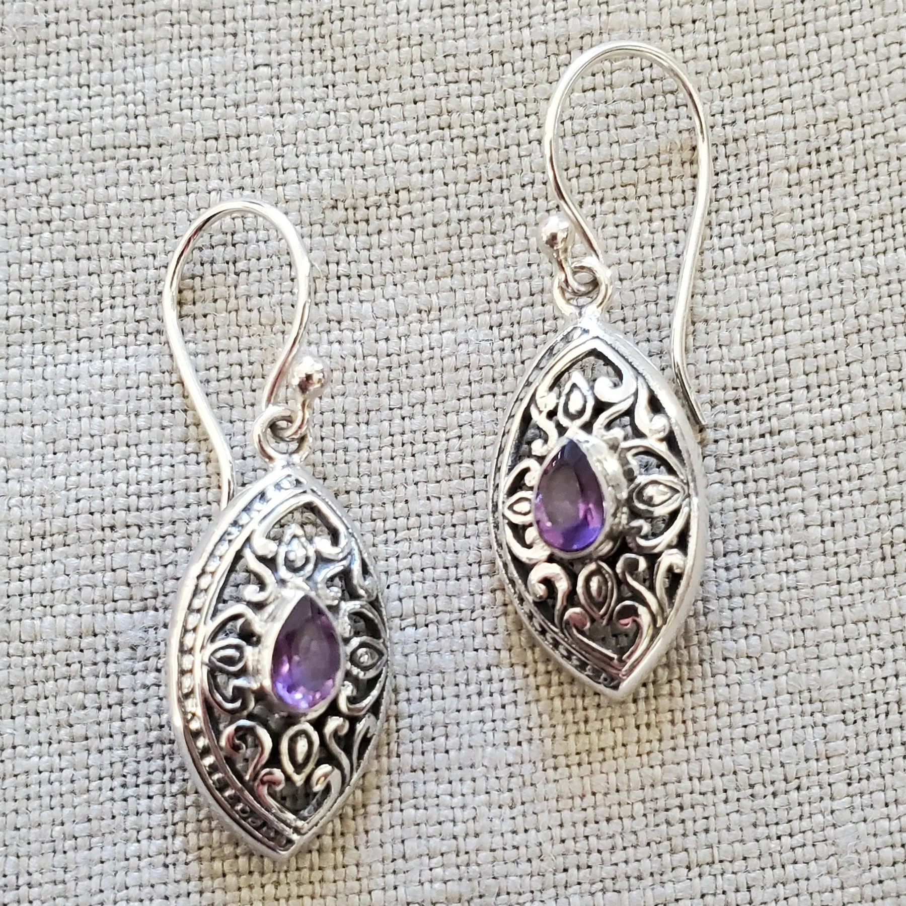 Amethyst .925 Sterling Silver Earrings from Bali