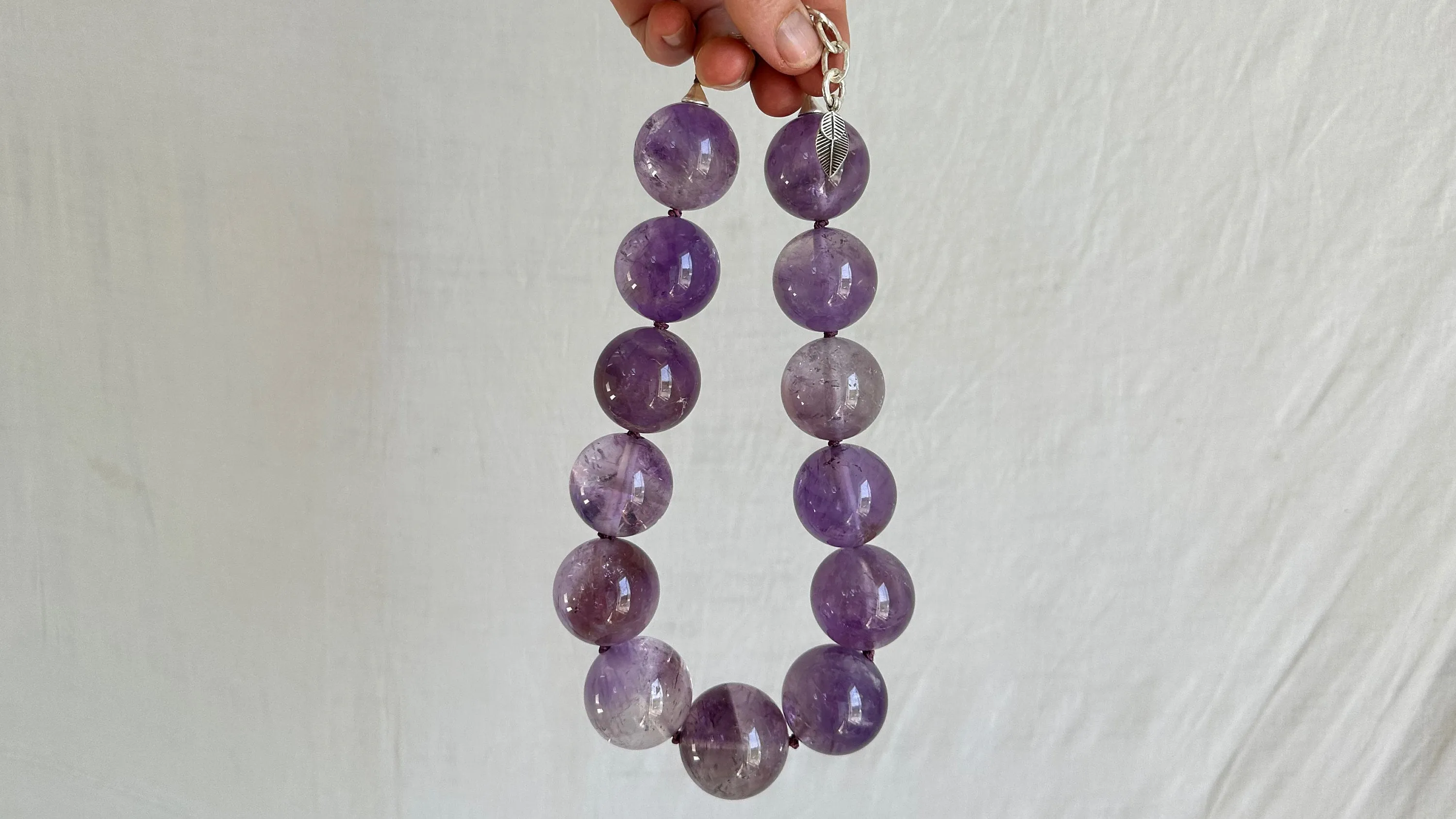 Amethyst & Silver Necklace. Sterling Silver. 2055