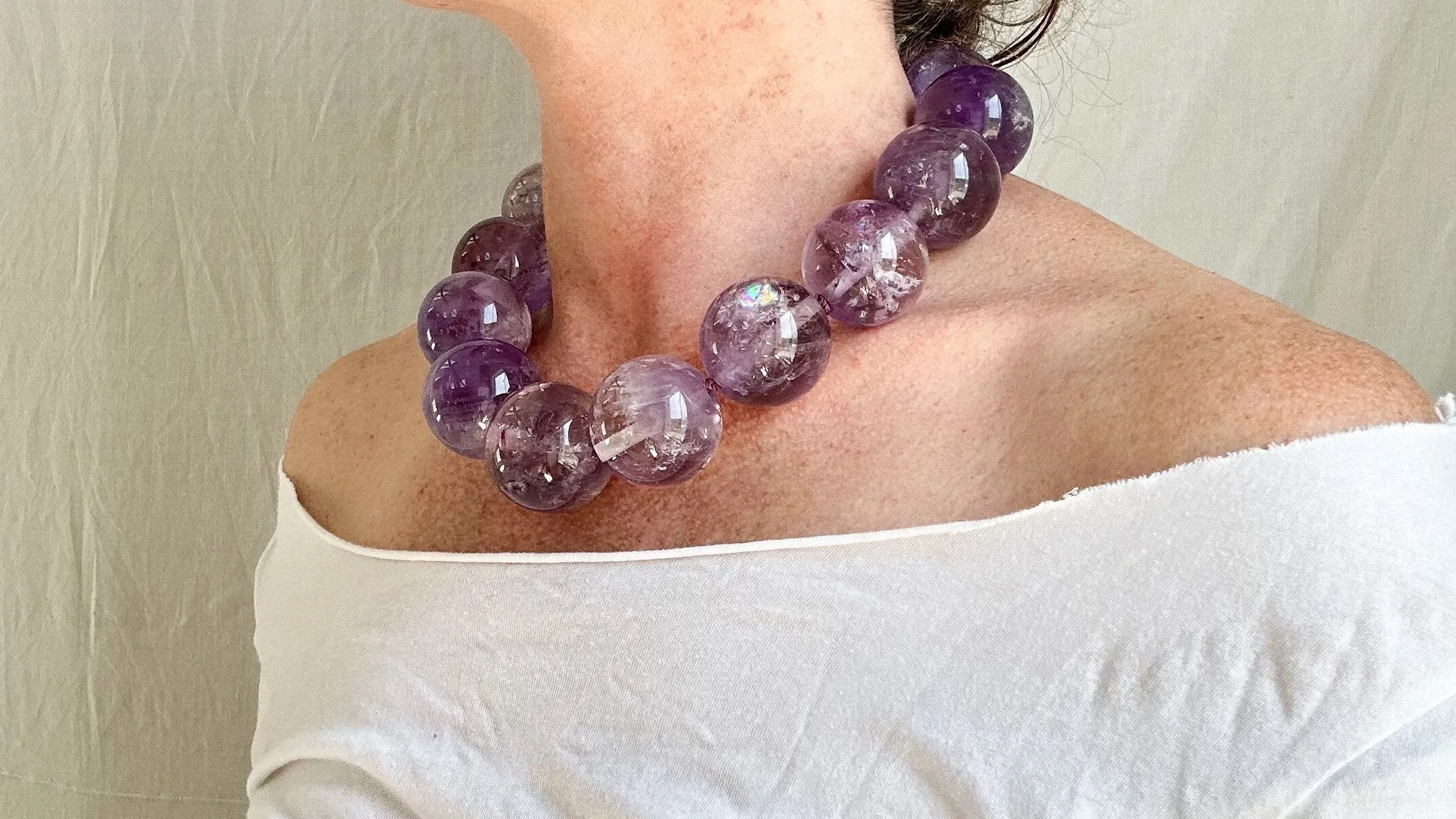 Amethyst & Silver Necklace. Sterling Silver. 2055