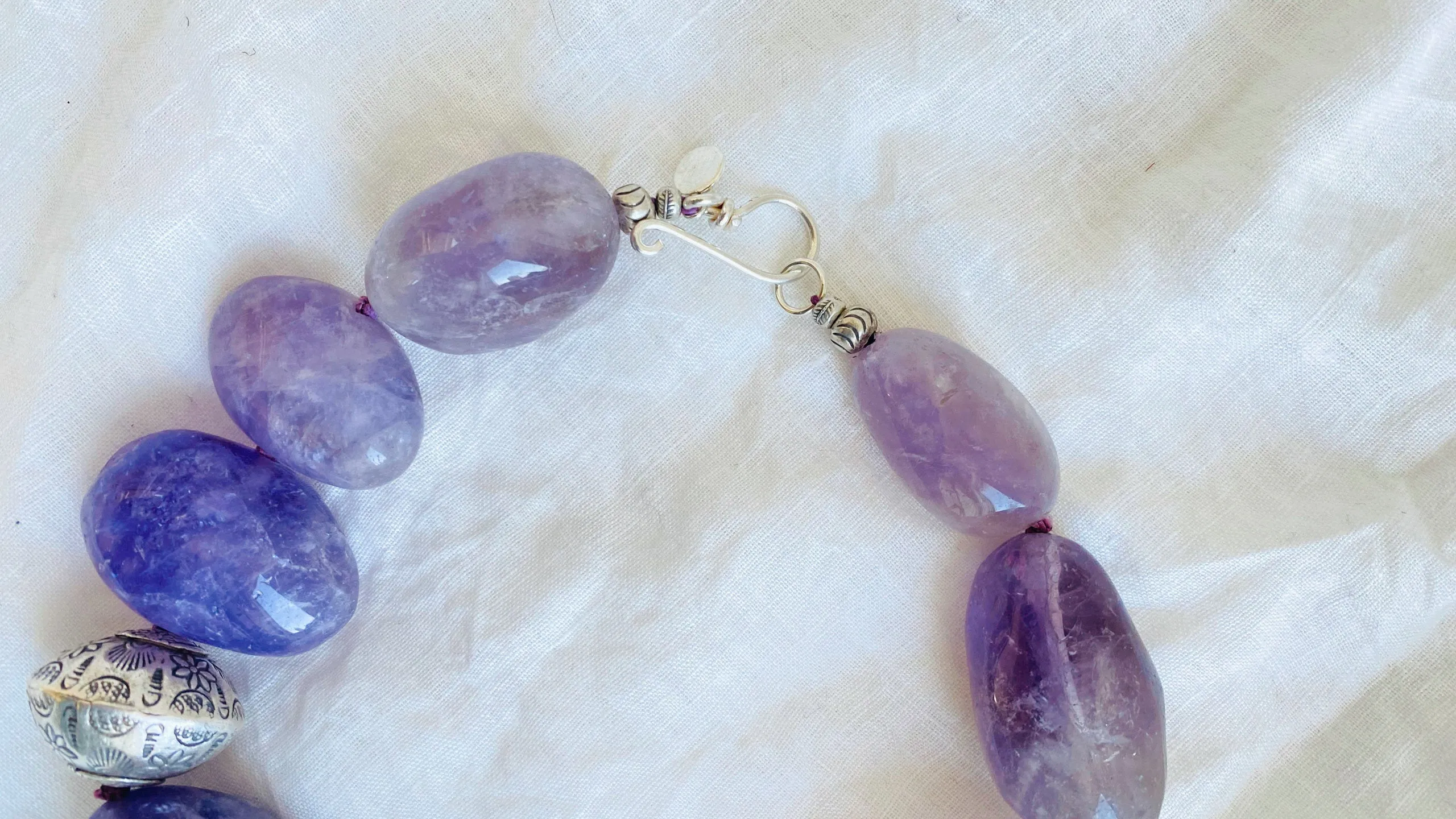 Amethyst & Silver Necklace. Sterling Silver.