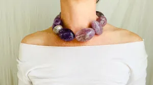 Amethyst & Silver Necklace. Sterling Silver.