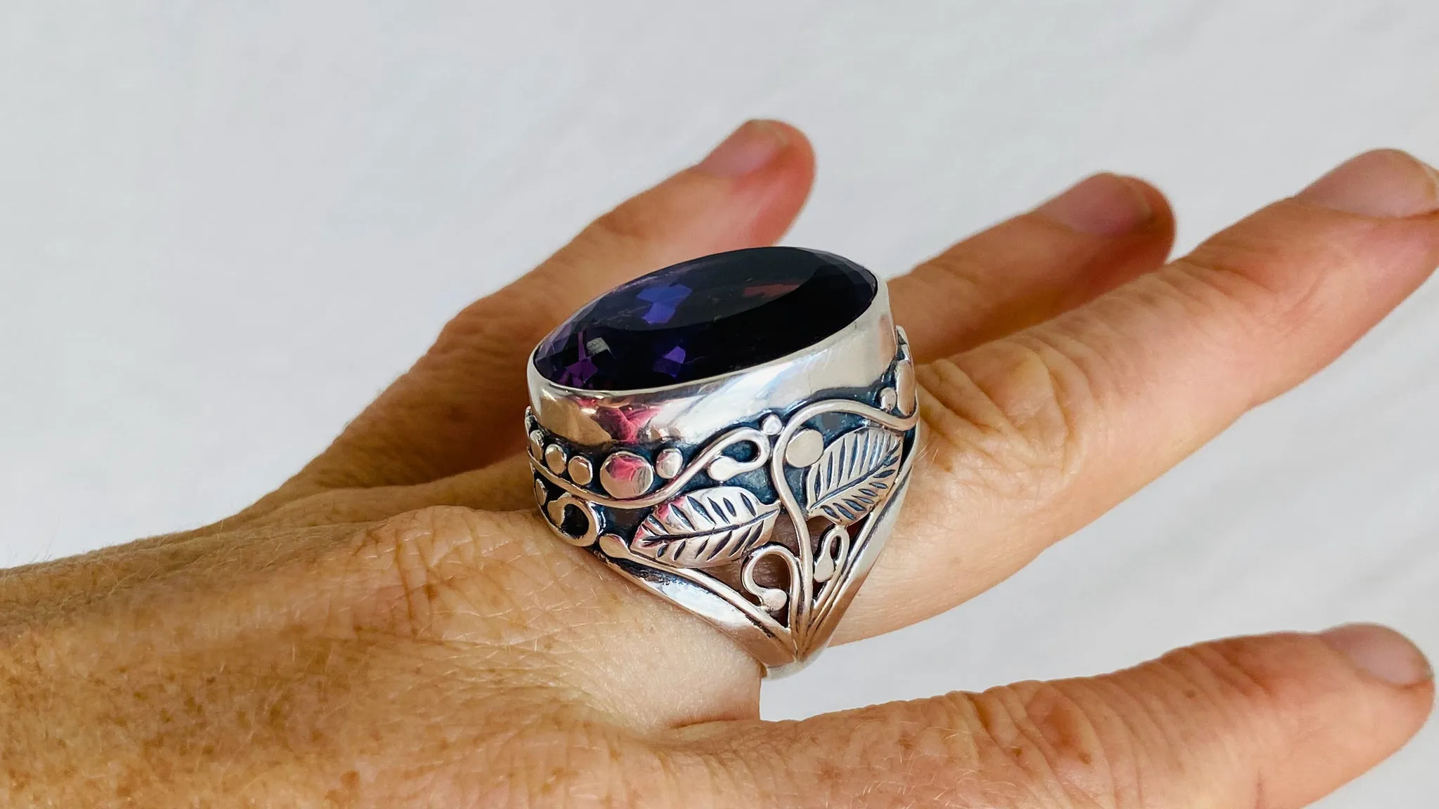 Amethyst Botanicals Ring. Size 6.7. Stupendous. 0365