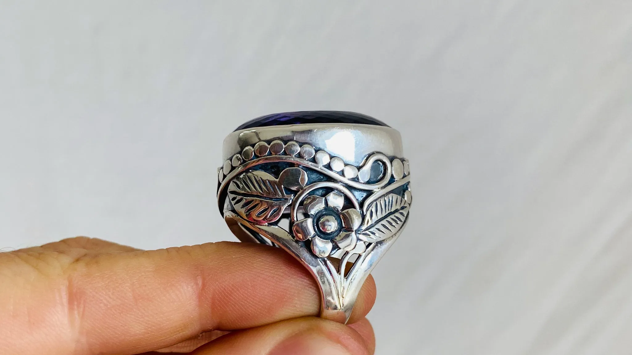 Amethyst Botanicals Ring. Size 6.7. Stupendous. 0365
