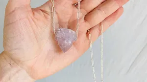 Amethyst Crystal and Silver Necklace.