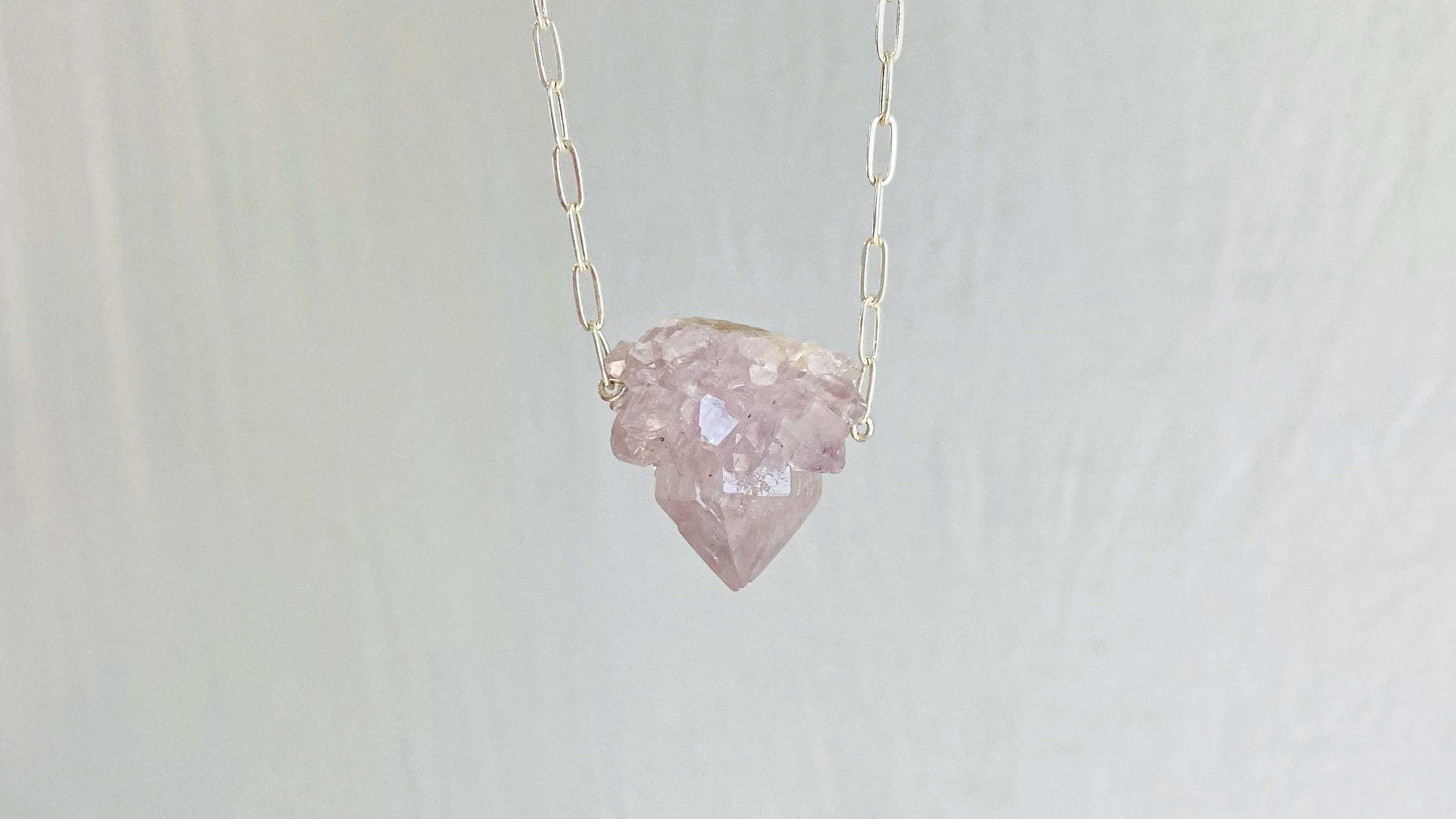 Amethyst Crystal and Silver Necklace.