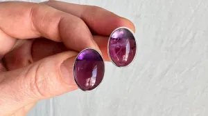 Amethyst Crystal Post Earrings. 1311