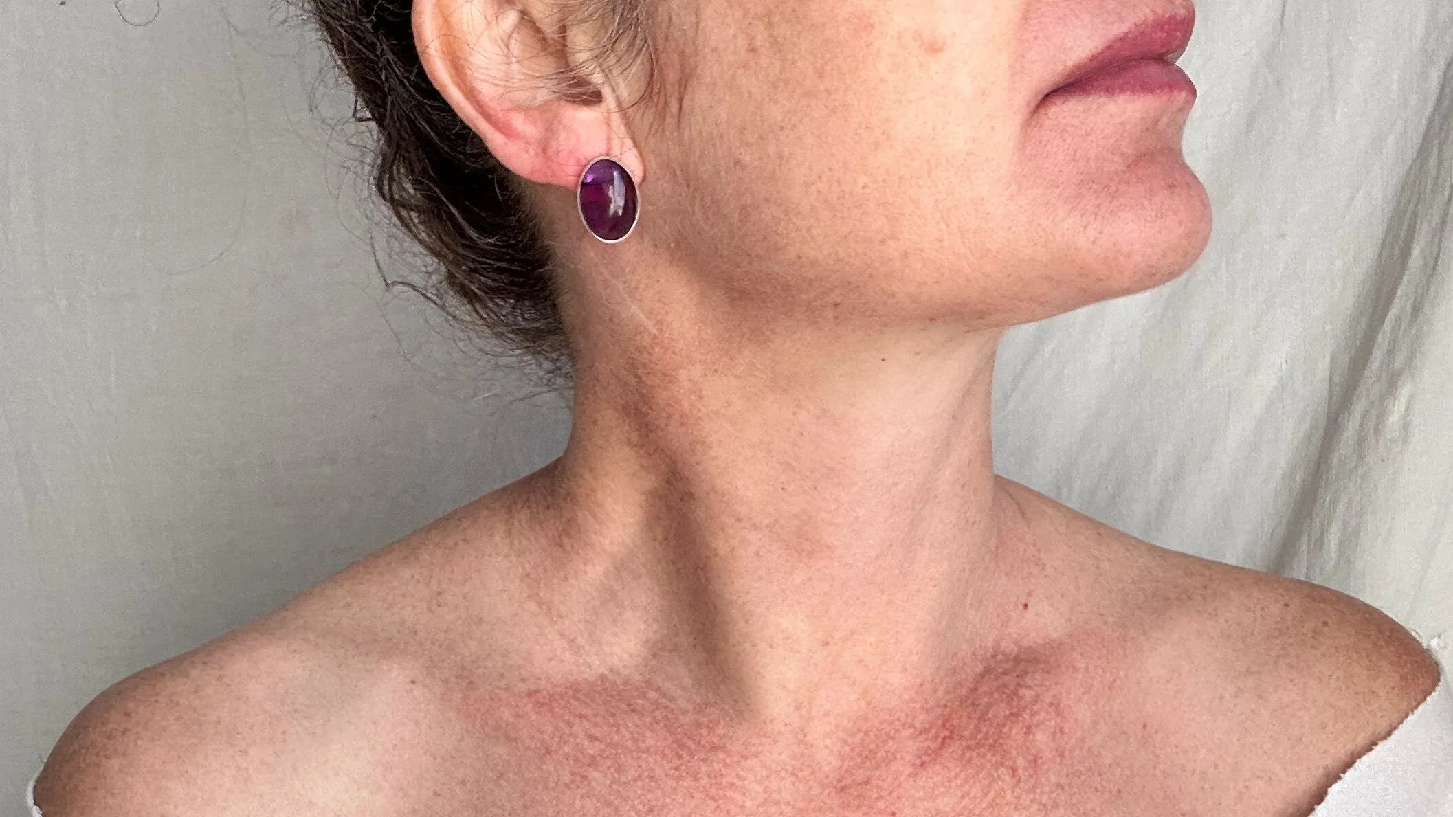 Amethyst Crystal Post Earrings. 1311