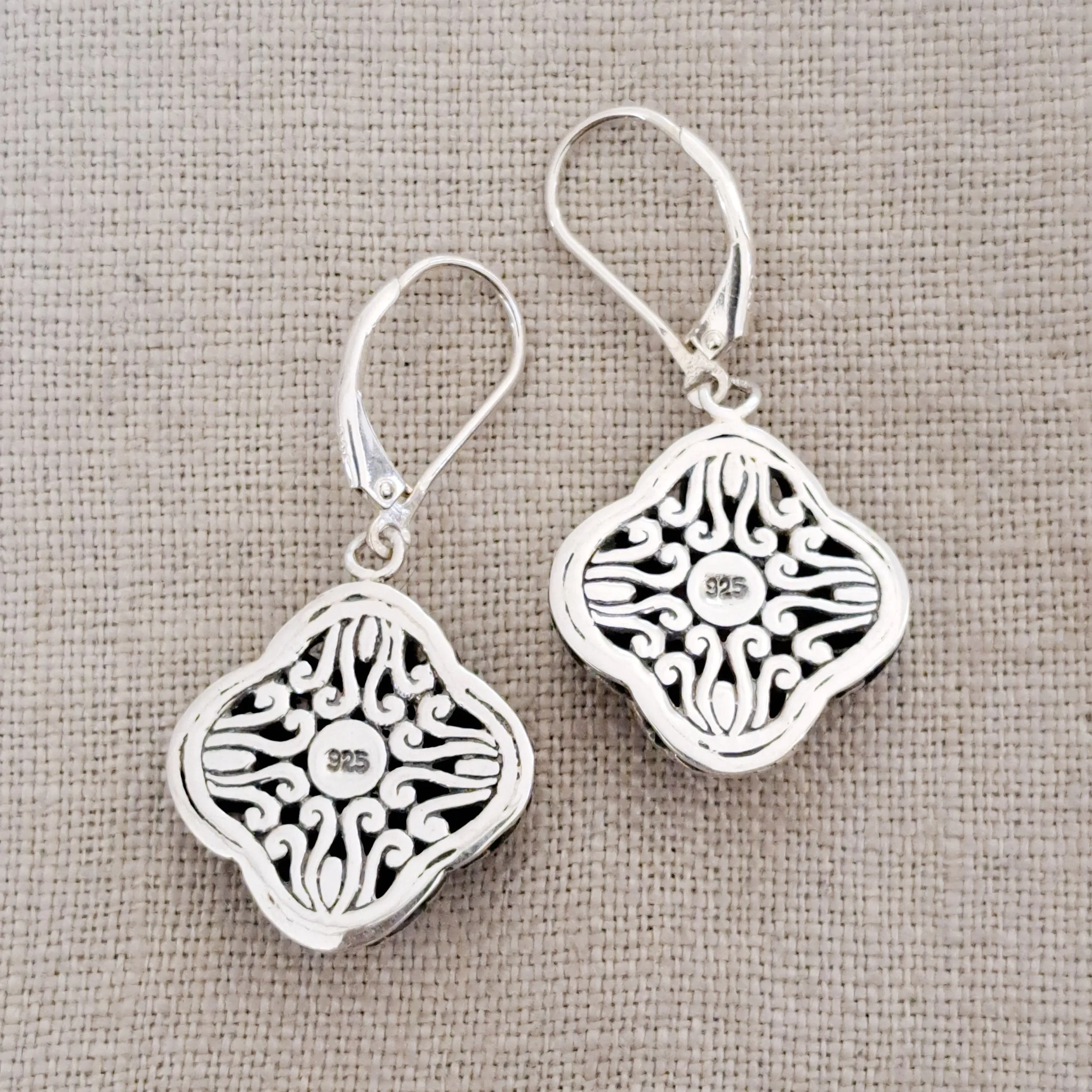Amethyst Cushion Cut .925 Sterling Silver Earrings from Bali