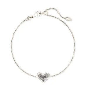 Ari Heart Rhodium Platinum Drusy Delicate Chain Bracelet by Kendra Scott