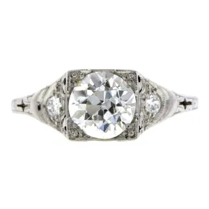 Art Deco Diamond Engagement Ring, Old Euro 1.28ct