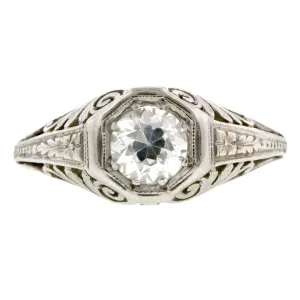 Art Deco Engagement Ring, TRB 0.60ct