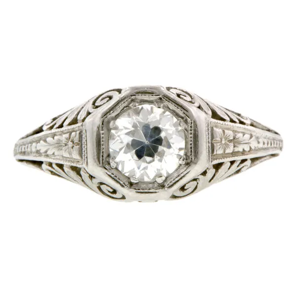 Art Deco Engagement Ring, TRB 0.60ct