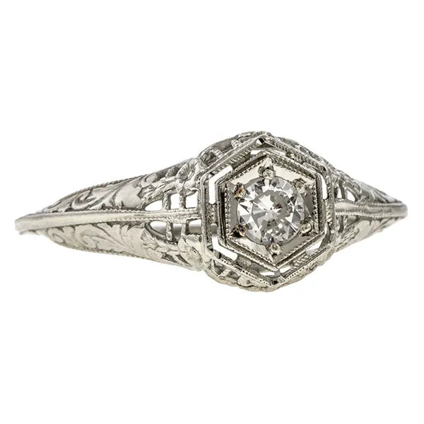 Art Deco Engagment Ring, RBC 0.14ct.